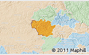 Political 3D Map of Redange, lighten
