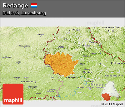 Political 3D Map of Redange, physical outside