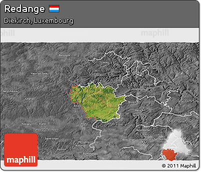 Satellite 3D Map of Redange, desaturated