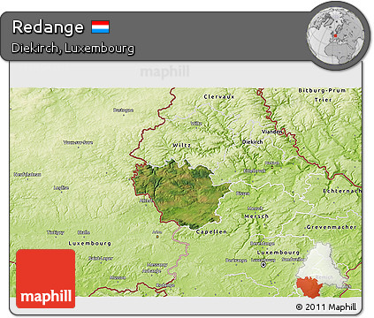 Satellite 3D Map of Redange, physical outside