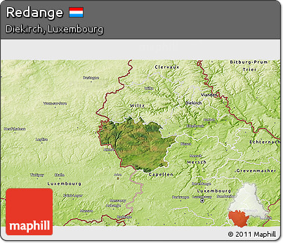 Satellite 3D Map of Redange, physical outside