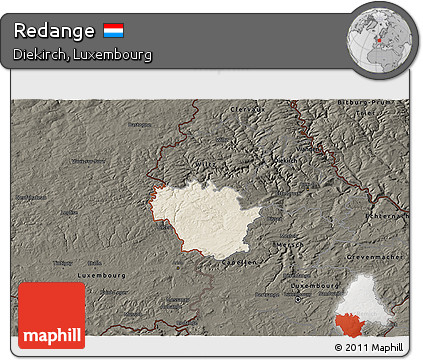 Shaded Relief 3D Map of Redange, darken