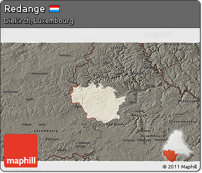 Shaded Relief 3D Map of Redange, darken