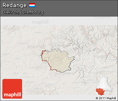 Shaded Relief 3D Map of Redange, lighten