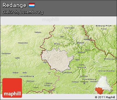 Shaded Relief 3D Map of Redange, physical outside