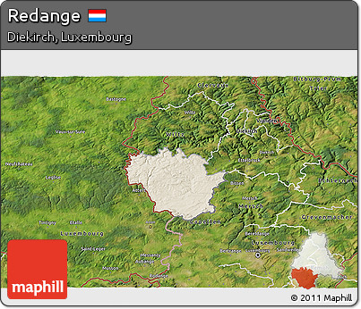 Shaded Relief 3D Map of Redange, satellite outside