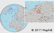 Gray Location Map of Redange, highlighted country, within the entire country
