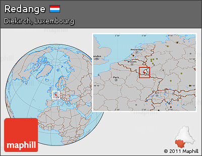 Gray Location Map of Redange, highlighted country