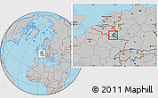 Gray Location Map of Redange, highlighted country, highlighted parent region, within the entire country
