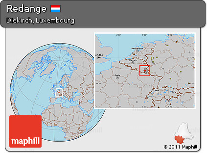 Gray Location Map of Redange, highlighted country, highlighted parent region