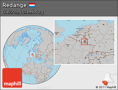 Gray Location Map of Redange, highlighted country, highlighted parent region
