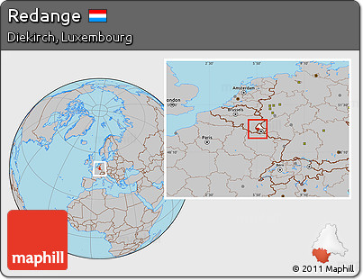 Gray Location Map of Redange, highlighted parent region