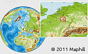 Physical Location Map of Redange, highlighted country, within the entire country