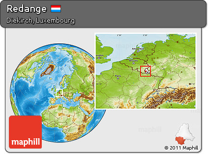 Physical Location Map of Redange, highlighted country