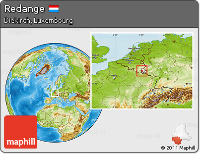 Physical Location Map of Redange, highlighted country