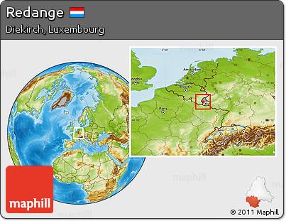 Physical Location Map of Redange, highlighted country, highlighted parent region