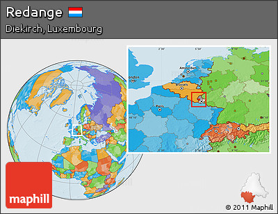 Political Location Map of Redange, highlighted country, highlighted parent region
