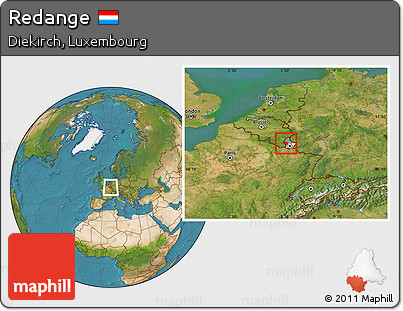 Satellite Location Map of Redange, highlighted country, highlighted parent region