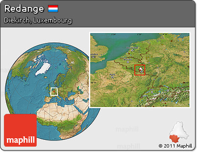 Satellite Location Map of Redange, highlighted parent region