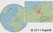 Savanna Style Location Map of Redange, highlighted country, highlighted parent region, hill shading
