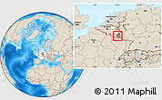 Shaded Relief Location Map of Redange, highlighted country, highlighted parent region