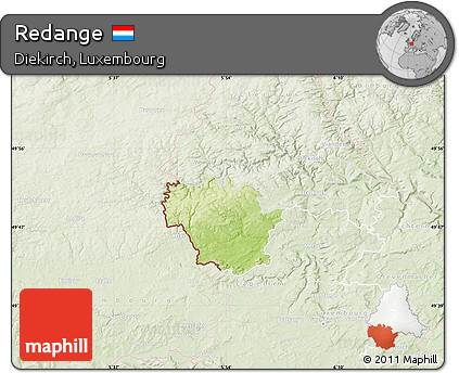 Physical Map of Redange, lighten
