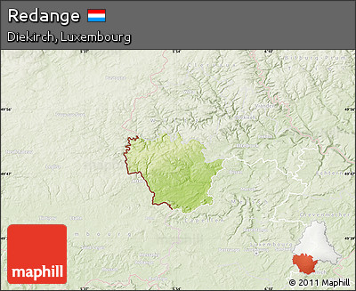 Physical Map of Redange, lighten