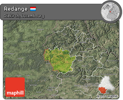 Satellite Map of Redange, semi-desaturated