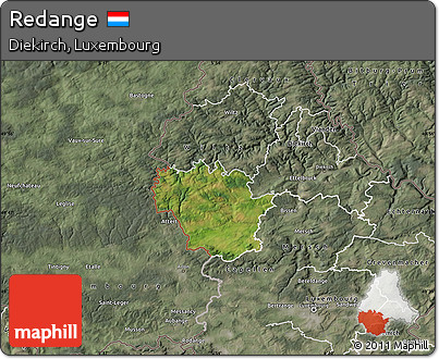 Satellite Map of Redange, semi-desaturated