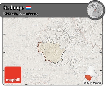 Shaded Relief Map of Redange, lighten