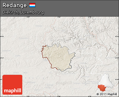 Shaded Relief Map of Redange, lighten