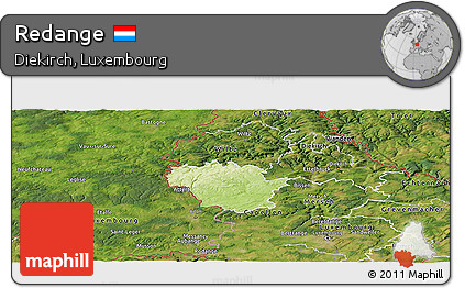 Physical Panoramic Map of Redange, satellite outside