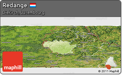 Physical Panoramic Map of Redange, satellite outside