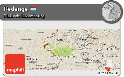Physical Panoramic Map of Redange, shaded relief outside