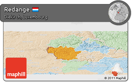 Political Panoramic Map of Redange, lighten