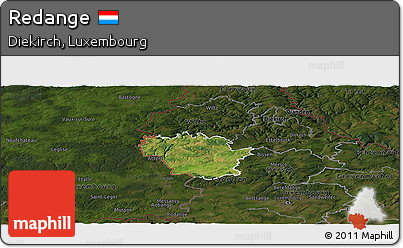 Satellite Panoramic Map of Redange, darken