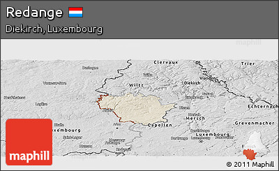 Shaded Relief Panoramic Map of Redange, desaturated