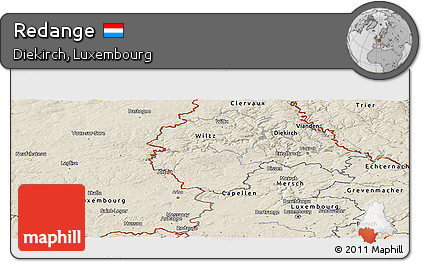 Shaded Relief Panoramic Map of Redange