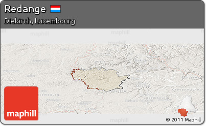 Shaded Relief Panoramic Map of Redange, lighten