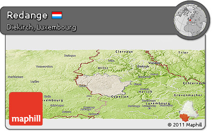 Shaded Relief Panoramic Map of Redange, physical outside