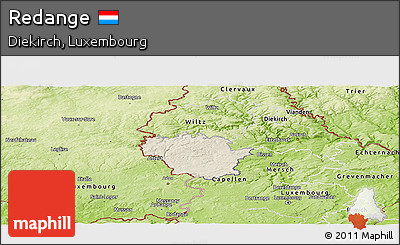 Shaded Relief Panoramic Map of Redange, physical outside
