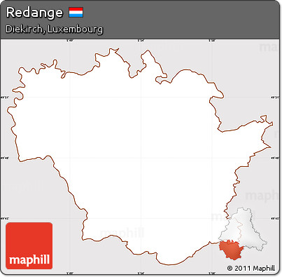 Classic Style Simple Map of Redange, cropped outside