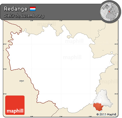 Classic Style Simple Map of Redange