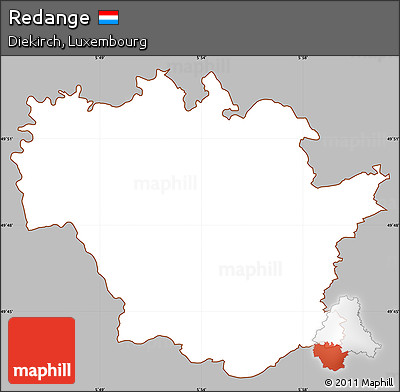 Gray Simple Map of Redange, cropped outside