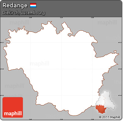 Gray Simple Map of Redange, cropped outside