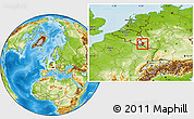 Physical Location Map of Grevenmacher, highlighted country, within the entire country