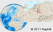 Shaded Relief Location Map of Grevenmacher