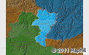 Political Shades Map of Grevenmacher, darken