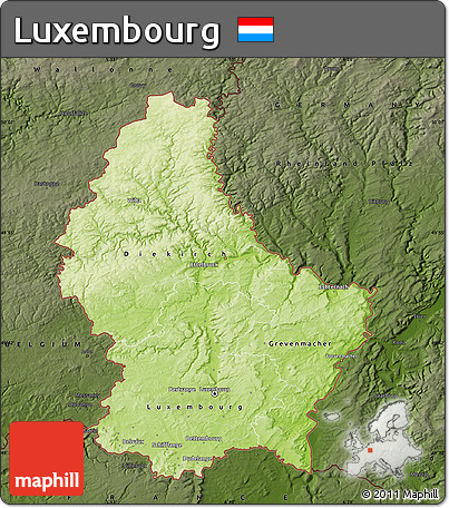 Physical Map of Luxembourg, darken