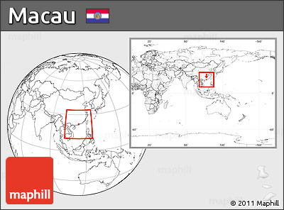 Blank Location Map of Macau, within the entire continent